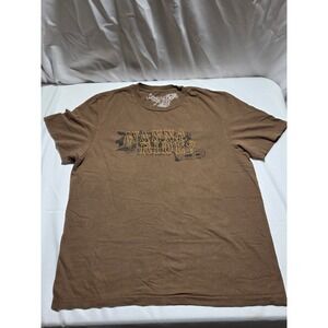 American Eagle Mens Wanna Ride Graphic T-Shirt Brown Cotton Short Sleeve Large
